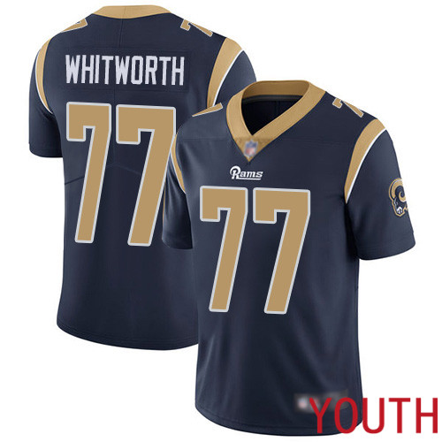 Los Angeles Rams Limited Navy Blue Youth Andrew Whitworth Home Jersey NFL Football 77 Vapor Untouchable